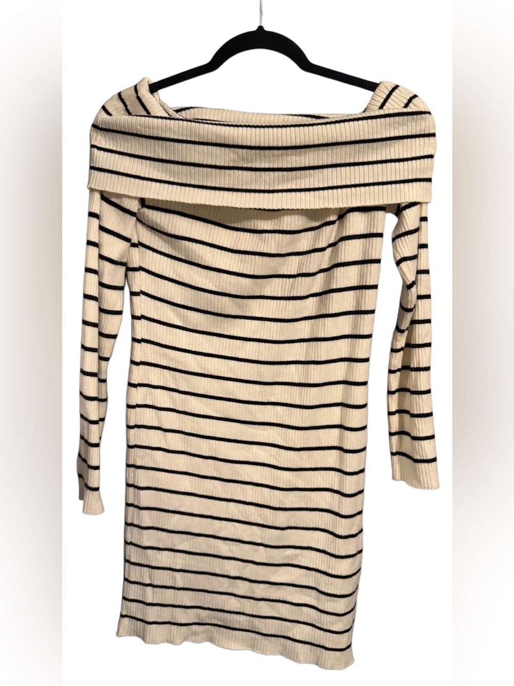 H & M- RIB-KNIT OFF-THE-SHOULDER DRESS- L